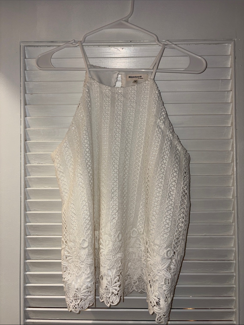 Trendy Monteau White Lace Trim High Neck Blouse🔥